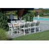Tavolo Alghero 180x90 Alluminio Bianco Piano Gress Marmo Moia