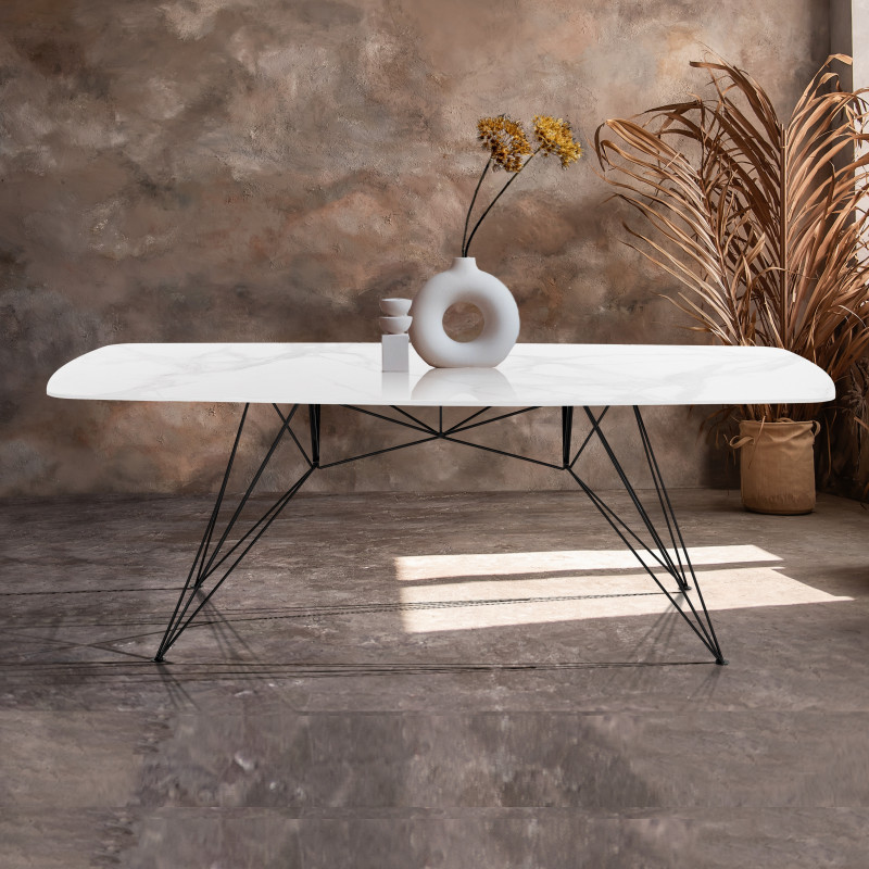 Tavolo / Scrivania Spillo White Marble 189 X 100 X H11 Cm