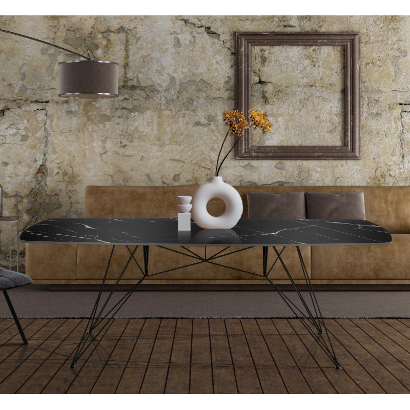 Tavolo / Scrivania Spillo Black Marble 189 X 100 X H11 Cm