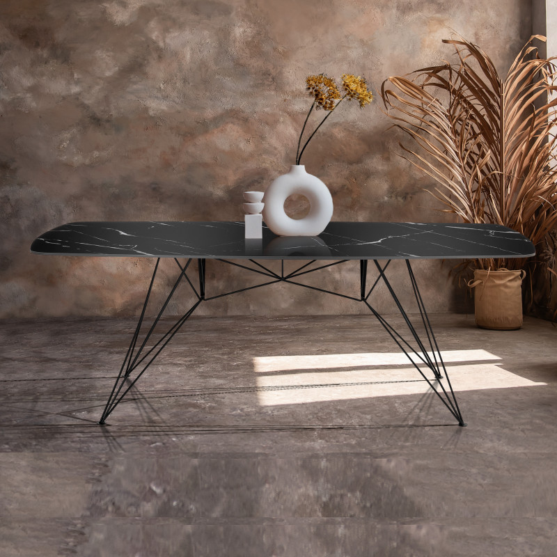 Tavolo / Scrivania Spillo Black Marble 189 X 100 X H11 Cm