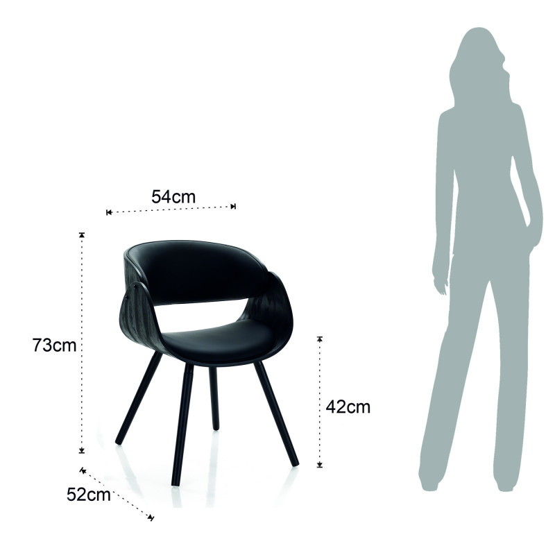 Sedia Visby Evo Total Black 55 X 54,5 H42,5 Cm