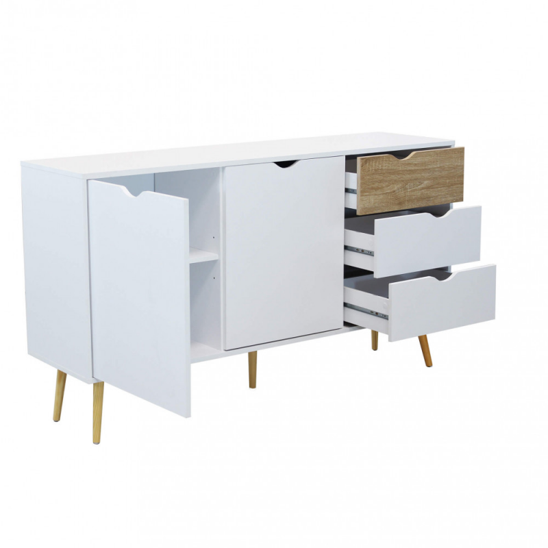 Mobile Bradley Cosma legno bianco marrone L147×P39×H82 cm 2 ante 3 cassetti — levanteshop.it
