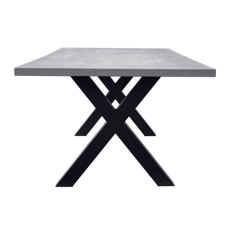 Tavolo Amantea 220x100 Alluminio Antracite Piano Resina Grigio Moia