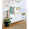 Mobile Bradley Cosma legno bianco marrone L147×P39×H82 cm 2 ante 3 cassetti — levanteshop.it