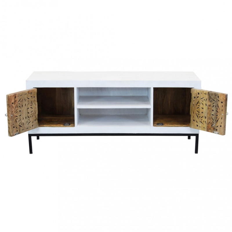 Porta TV Clifford legno acacia 2 ante 2 cassetti 160x45x60
