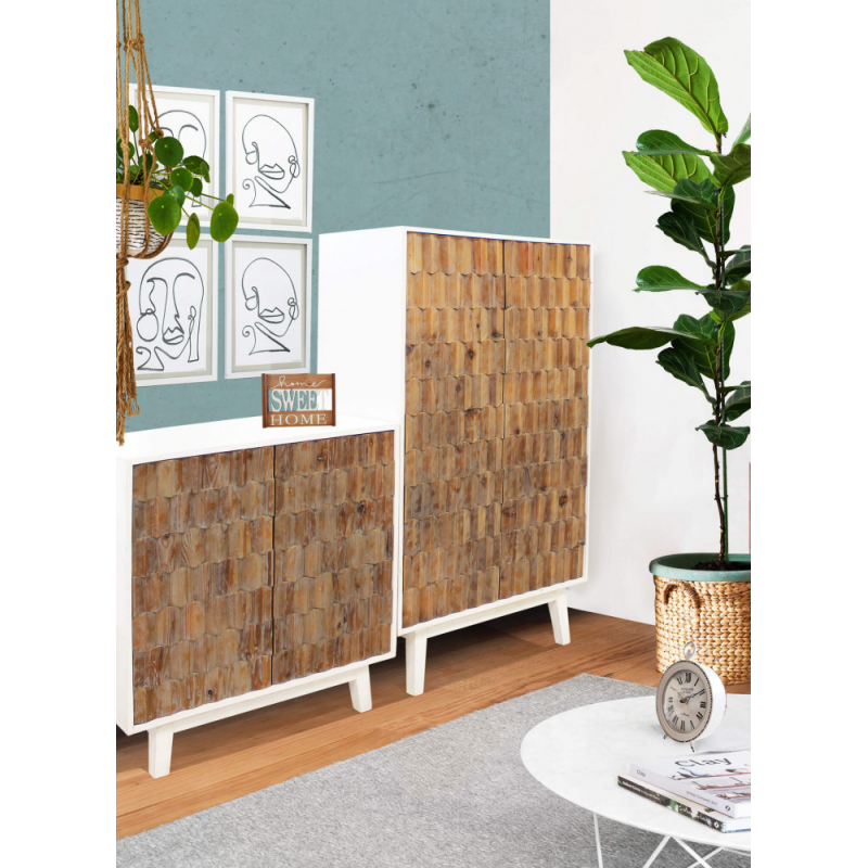 Mobile Angus bianco marrone compatto moderno per cucina soggiorno