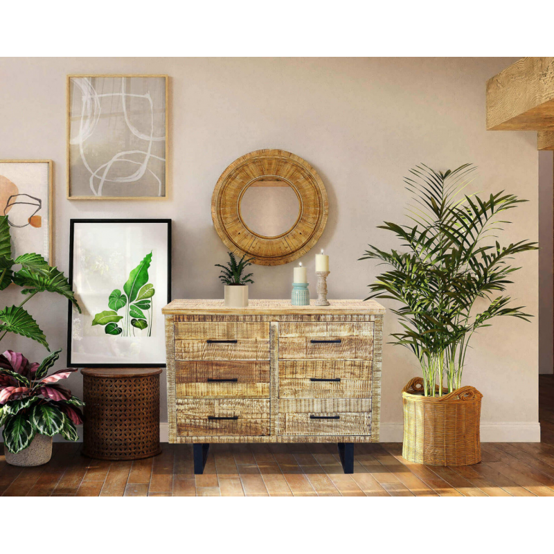 Mobile Bertram legno acacia 2 ante 5 cassetti 110x45x80