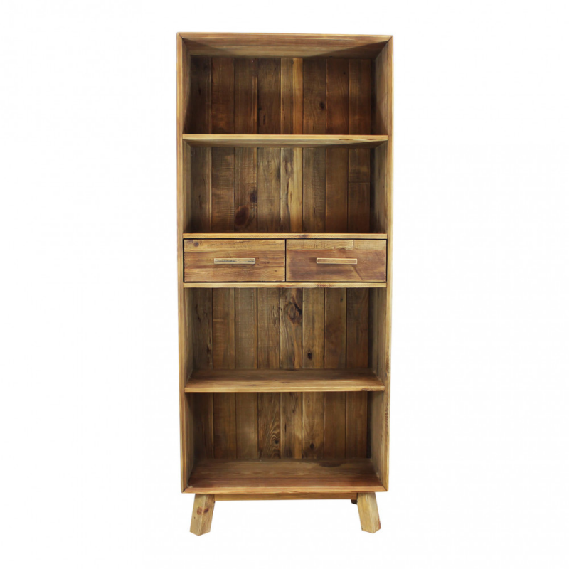 Libreria Alyce legno pino riciclato marrone 80x40x190h