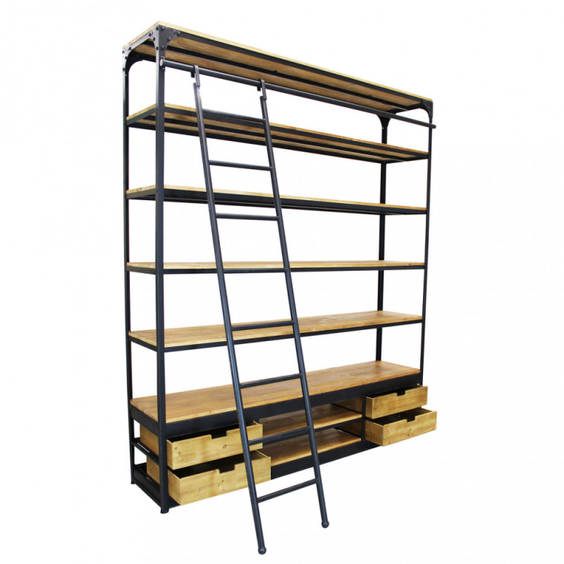 Libreria Ferdy bianco marrone moderna per soggiorno studio casa