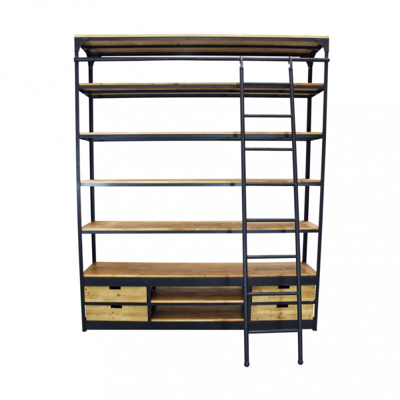 Libreria Ferdy bianco marrone moderna per soggiorno studio casa