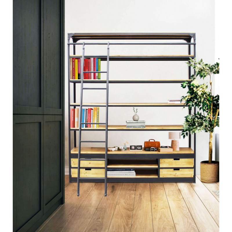 Libreria Ferdy bianco marrone moderna per soggiorno studio casa
