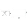 Tavolo Amantea 220x100 Alluminio Antracite Piano Resina Grigio Moia