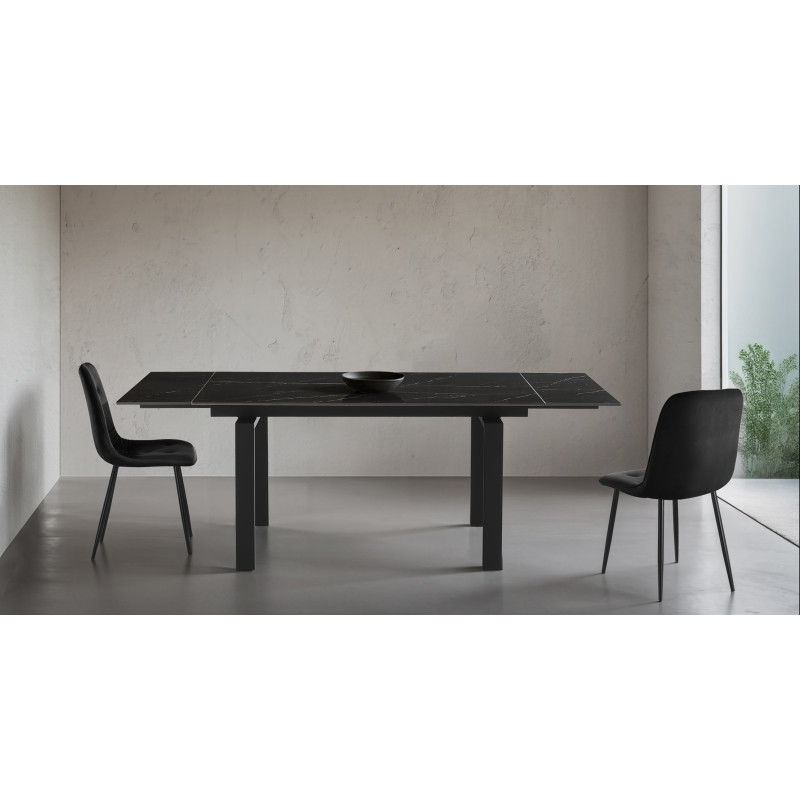 Tavolo Allungabile Devin Black Marble 153X100X16 Cm