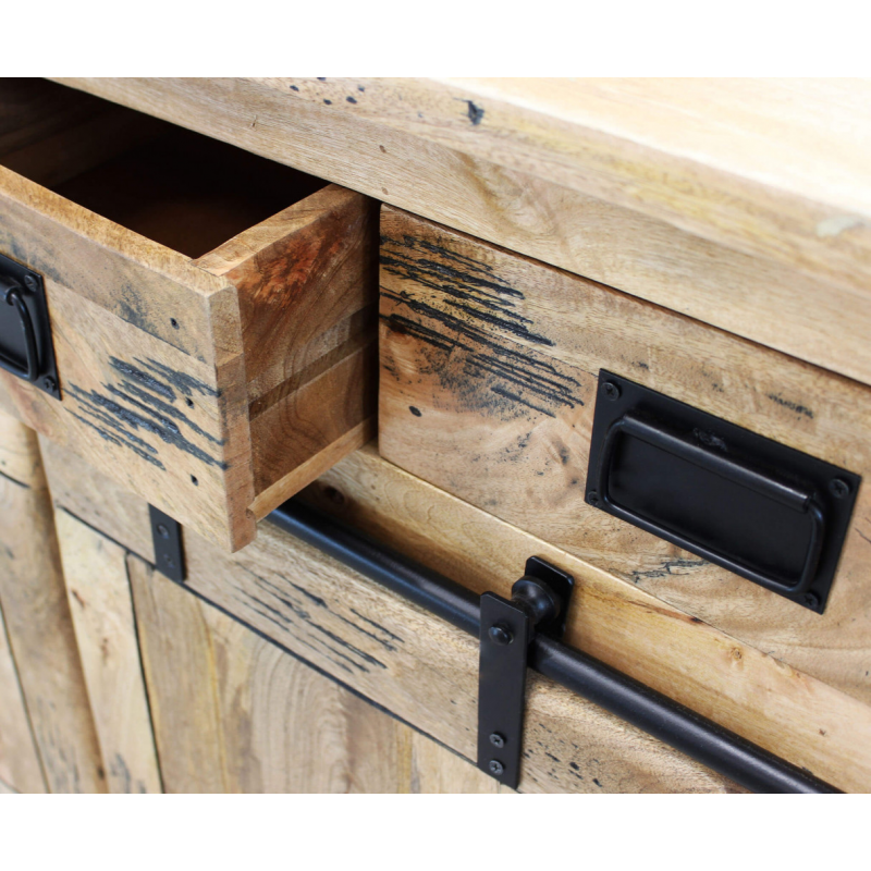 Mobile Xerxes legno mango 2 ante 4 cassetti 150x45x90