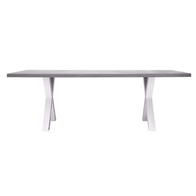 Tavolo Amantea 220x100 Alluminio Bianco Piano Resina Grigio Moia