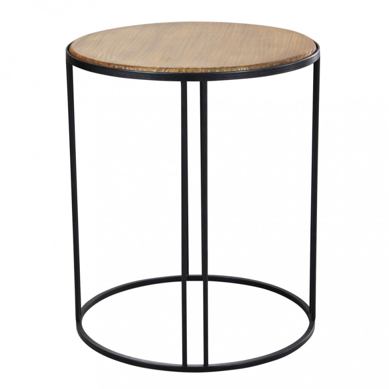 Tavolino Arkell moderno compatto legno ferro per soggiorno casa