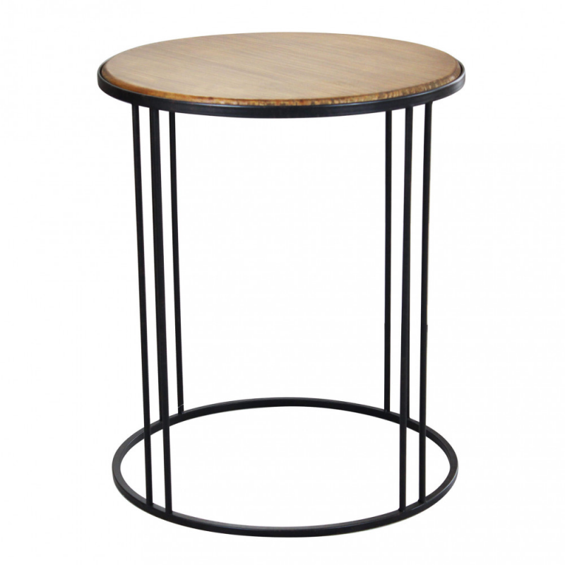 Tavolino Arkell moderno compatto legno ferro per soggiorno casa