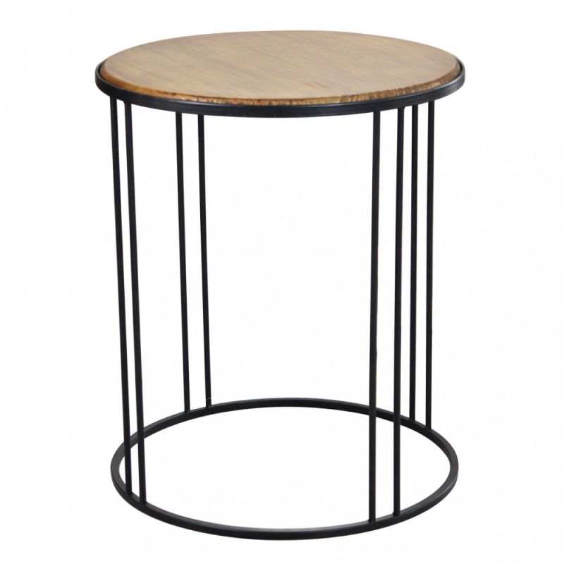 Tavolino Arkell moderno compatto legno ferro per soggiorno casa