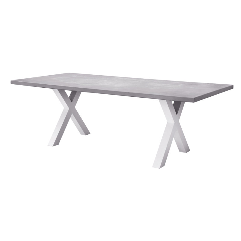 Tavolo Amantea 220x100 Alluminio Bianco Piano Resina Grigio Moia