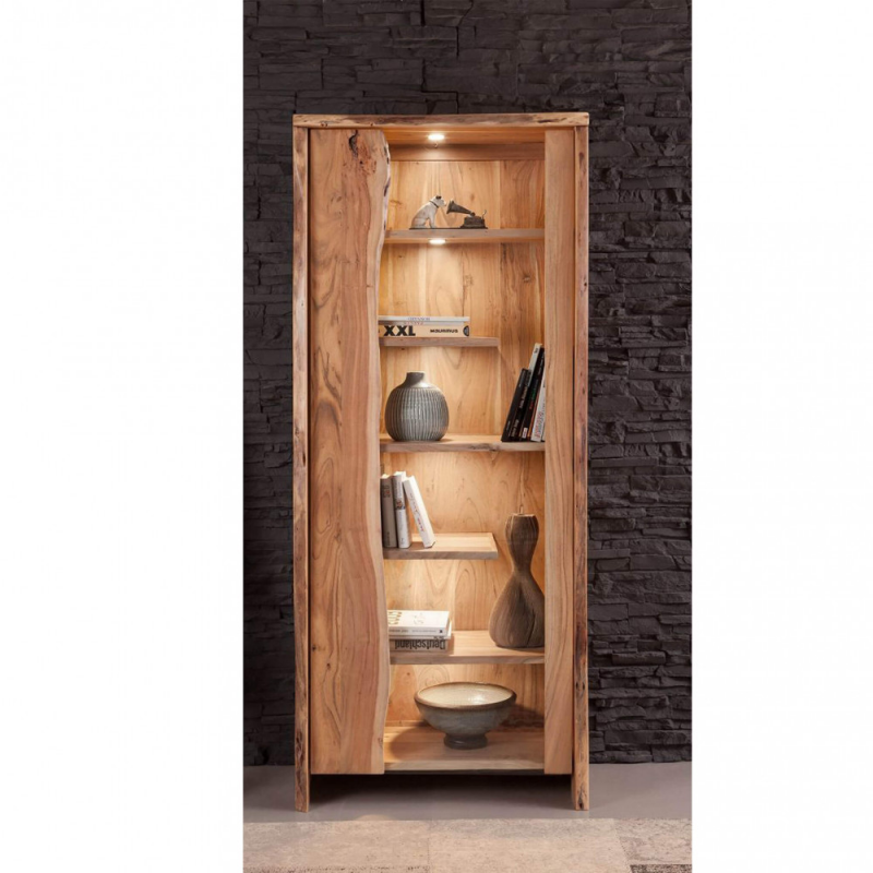 Mobile Bastian libreria in acacia 80x45x200 per soggiorno