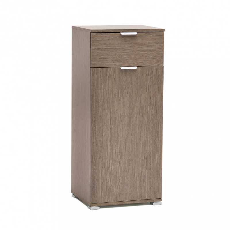 Mobiletto con 1 anta e 1 cassetto rovere grigio compatto moderno