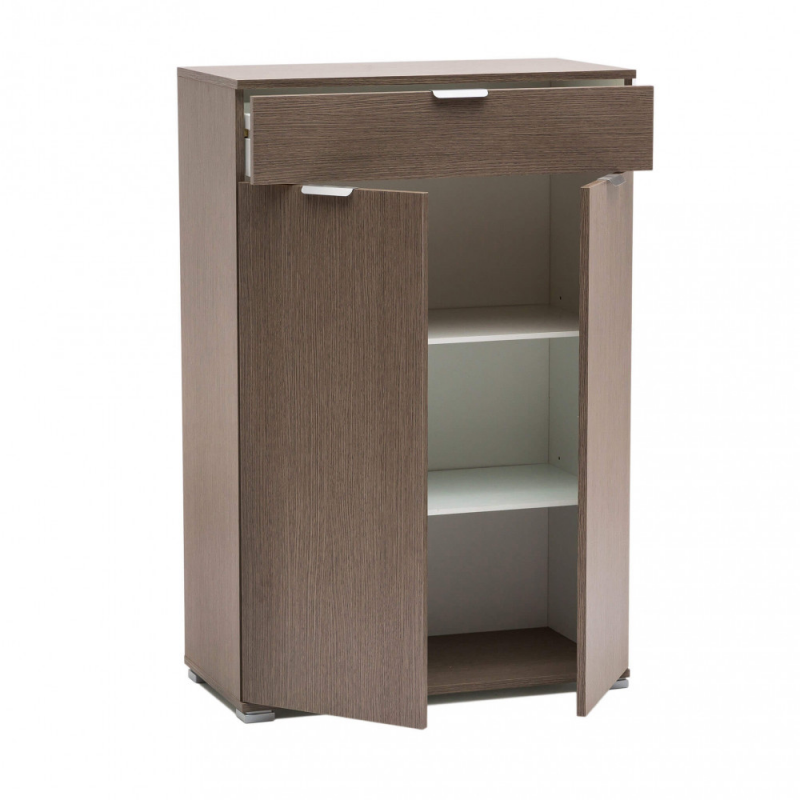 Mobiletto con 2 ante e 1 cassetto rovere grigio compatto moderno