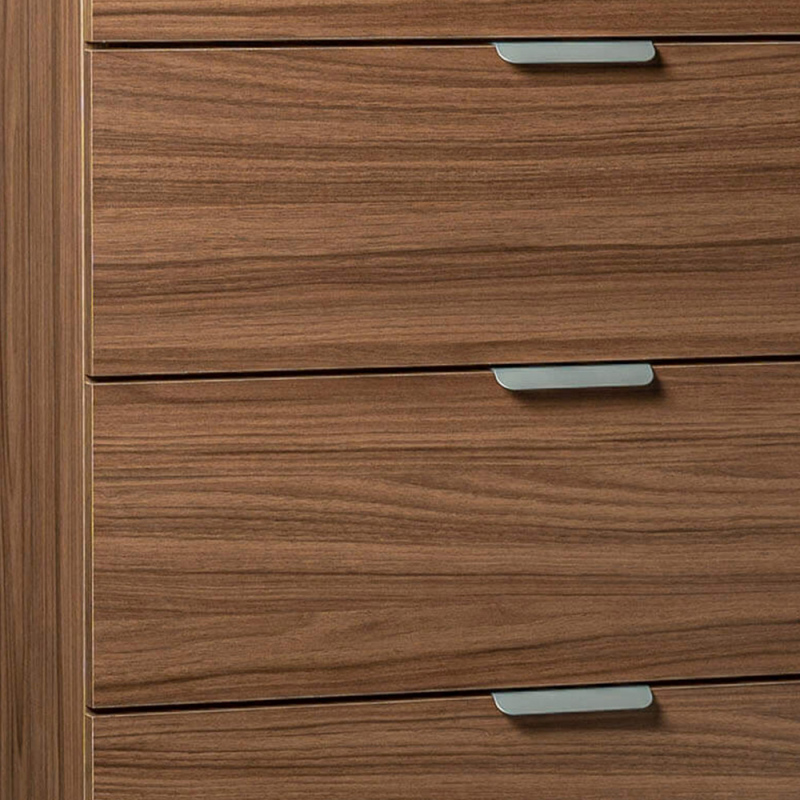 Cassettiera 5 cassetti tinta noce compatta elegante per casa