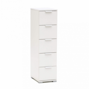 Cassettiera 5 cassetti bianca compatta elegante per casa moderna