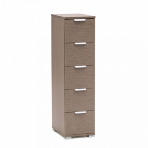Cassettiera 5 cassetti rovere grigio moderna e capiente