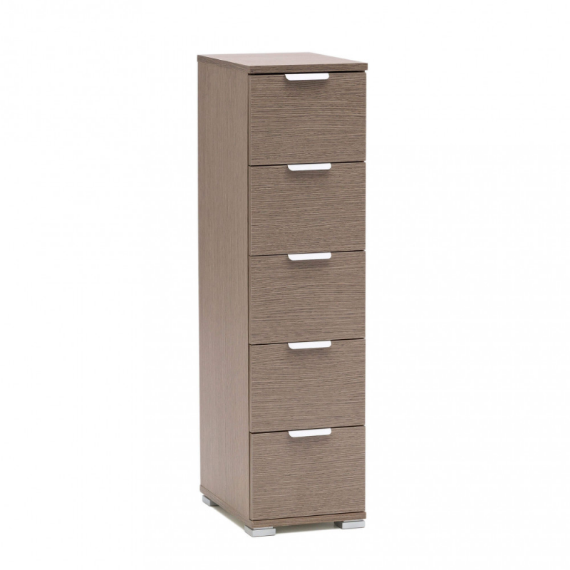 Cassettiera 5 cassetti rovere grigio moderna e capiente