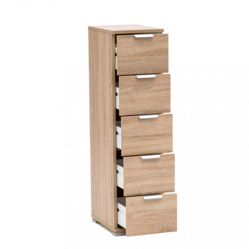 Cassettiera 5 cassetti naturale compatta e versatile