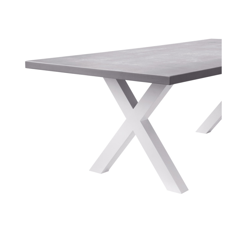 Tavolo Amantea 220x100 Alluminio Bianco Piano Resina Grigio Moia
