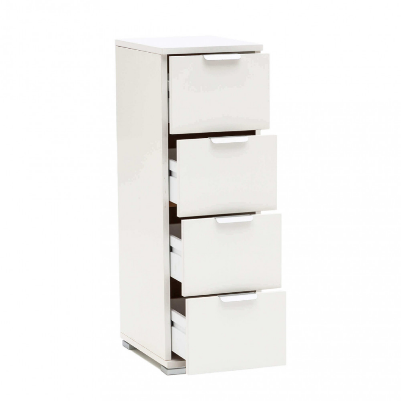 Cassettiera 4 cassetti bianca moderna salvaspazio per casa