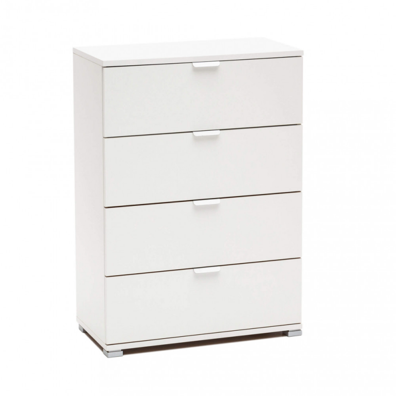 Cassettiera 4 cassetti bianca compatta elegante per casa