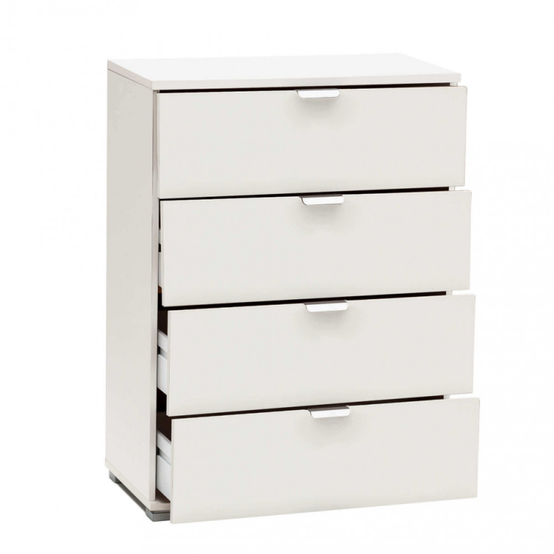 Cassettiera 4 cassetti bianca compatta elegante per casa