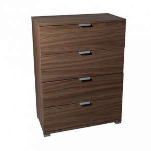 Cassettiera 4 cassetti tinta noce compatta elegante per casa