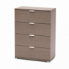Cassettiera 4 cassetti rovere grigio compatta elegante per casa