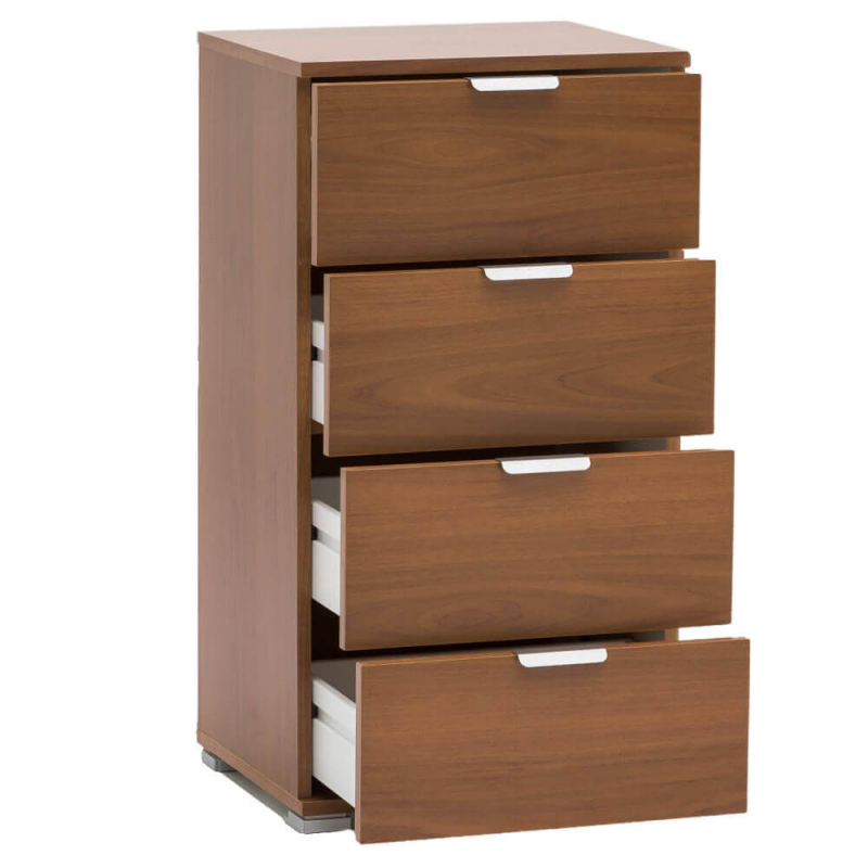 Mobiletto 4 cassetti tinta noce compatto pratico elegante casa