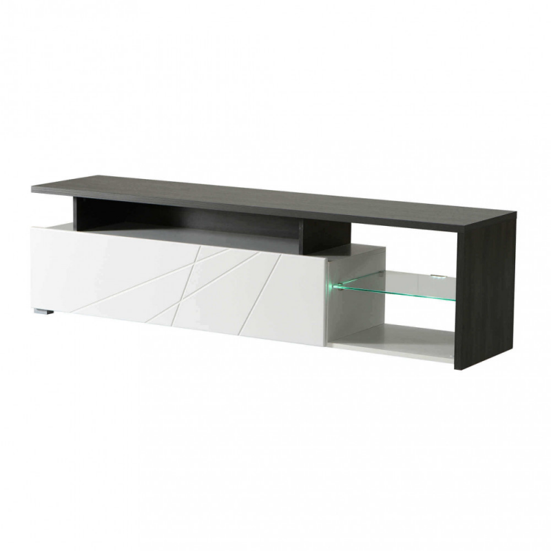 PORTATV ARCTIC BIANCO, LEGNO NERO E BIANCO GLOSS