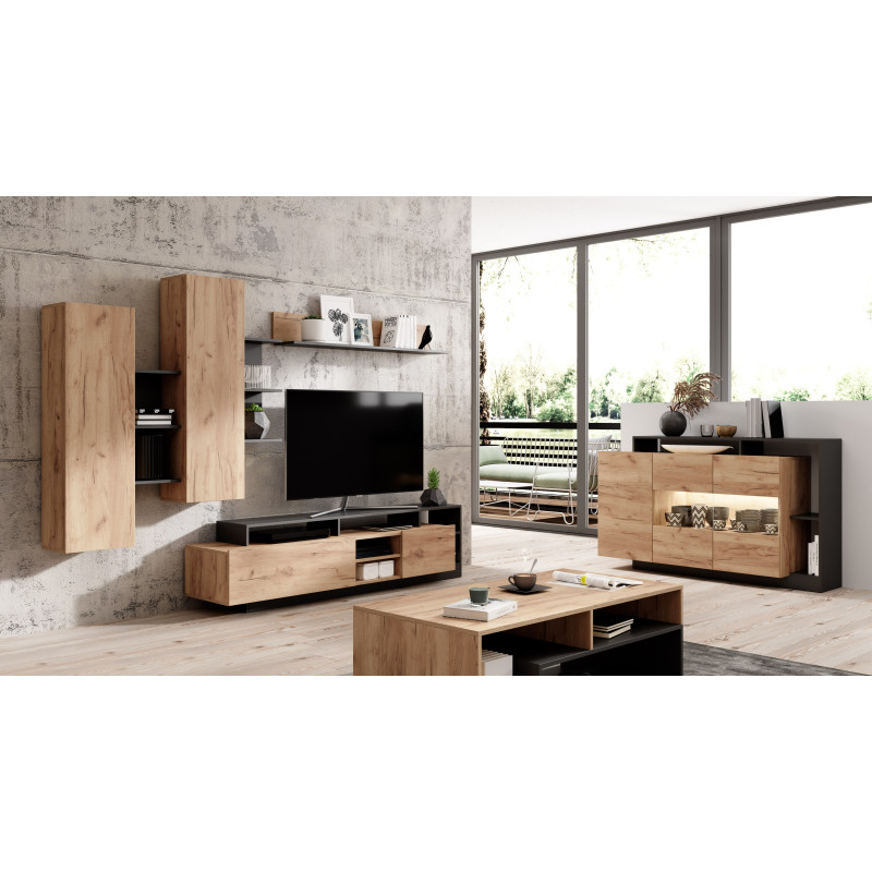 Parete Soggiorno Kely Anthracite 11,5 X 46,5 H177 Cm