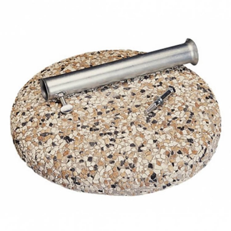 Base mini 15 kg con tubo Ø38 e scatola per ombrellone compatta