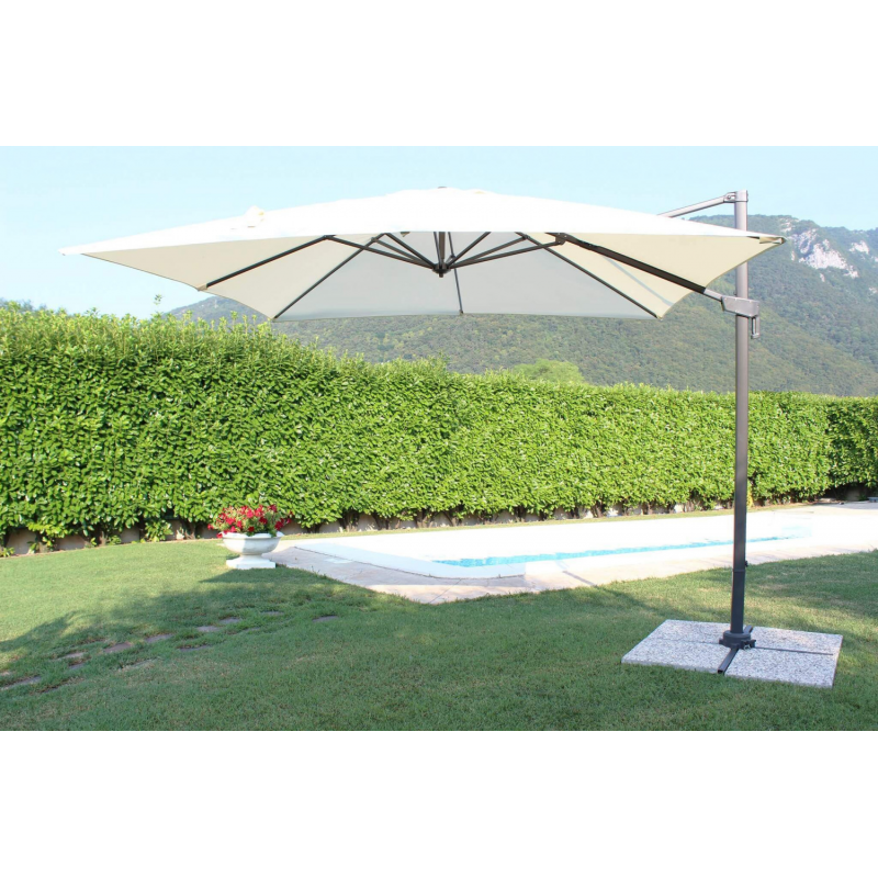 Ombrellone Newton nero palo laterale 2x3 m telo ecrù