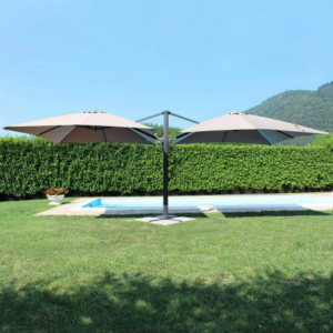 Zoom OMBRELLONE DOPPIO 3 X 3 ARCHIMEDE ANTRACITE TELO TAUPE