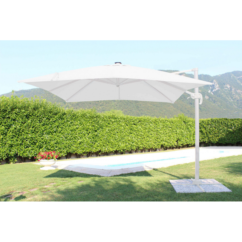 OMBRELLONE CON LED 3 X 4 PITAGORA BIANCO TELO BIANCO
