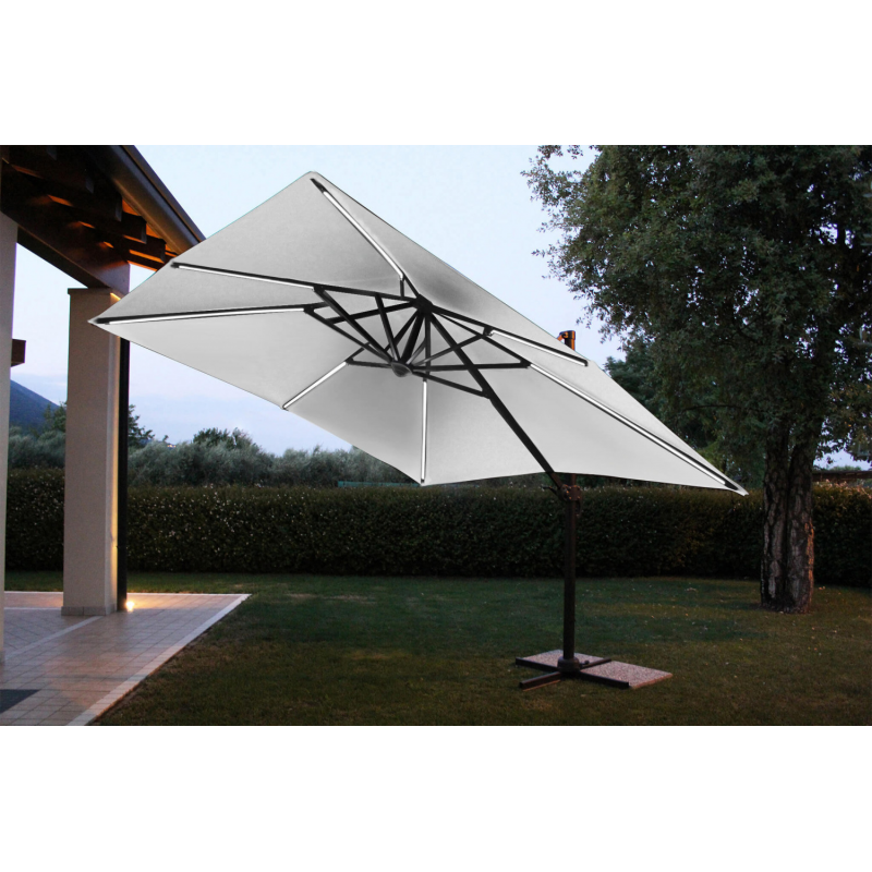 Ombrellone con LED Pitagora 3x4m antracite telo grigio giardino