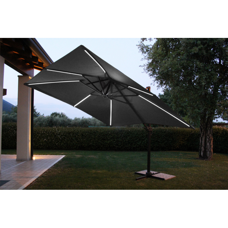 Ombrellone con LED Pitagora 3x4m antracite telo grigio giardino