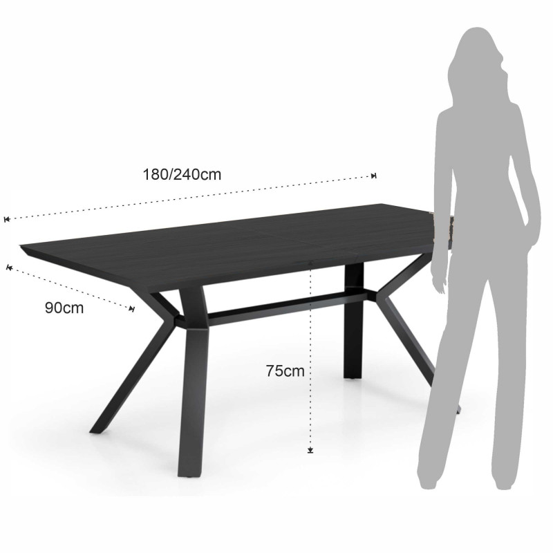 Tavolo Allungabile Logan Black 188X100X16 Cm