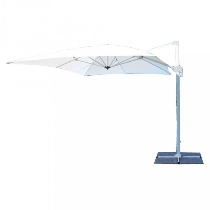 Ombrellone Saturno palo laterale bianco 3x4m ampio resistente
