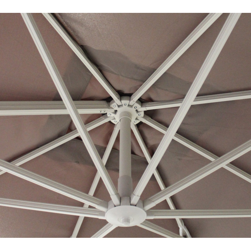 Ombrellone Saturno Bianco 3x3 palo laterale telo tortora