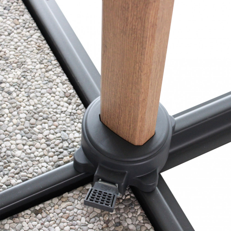 Ombrellone Mendel Marrone 3x4 effetto legno palo laterale taupe